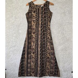 Vtg Braemar by Jeremy Scott Womens Aztec Print Maxi Dress Tie Back Size 8‎ Boho